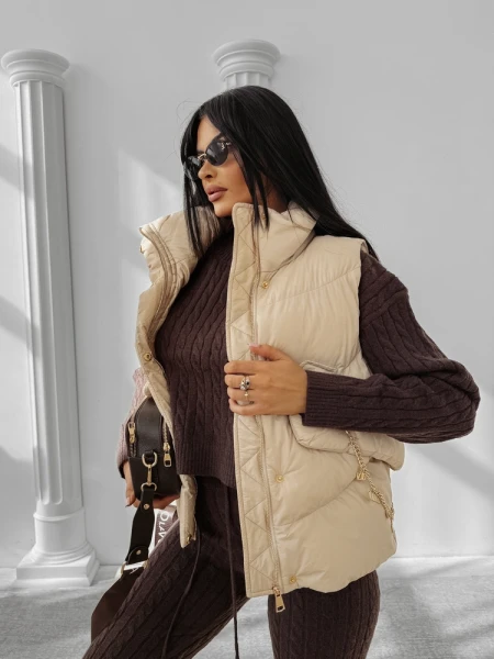 Kamizelka damska OLAVOGA RAIN 2025 beż - maWer Fashion