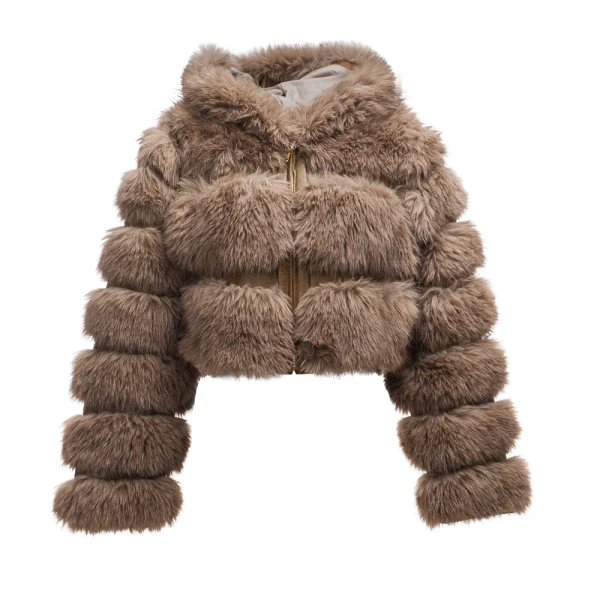 Futrzana kurtka damska OLAVOGA LANIKA 2025 beż - mawershop