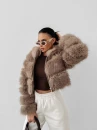 Futrzana kurtka damska OLAVOGA LANIKA 2025 beż - mawershop