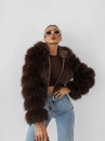 Futrzana kurtka damska OLAVOGA LANIKA 2025 brąz - mawershop
