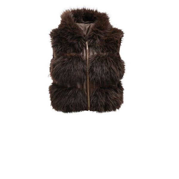 Futrzana kurtka damska OLAVOGA LANIKA 2025 brąz - mawershop