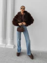 Futrzana kurtka damska OLAVOGA LANIKA 2025 brąz - mawershop