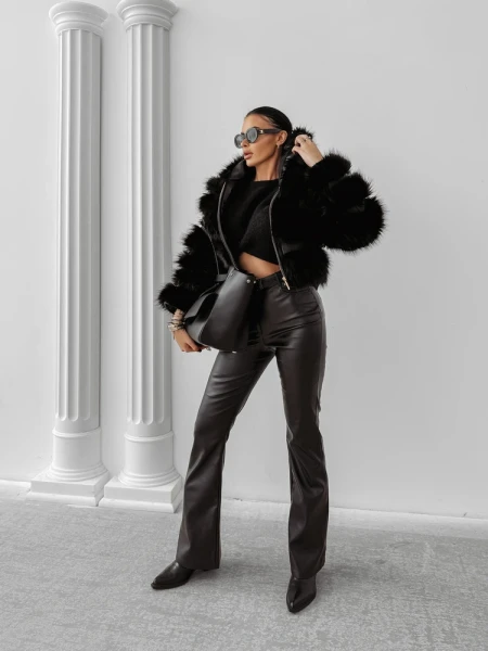 Futrzana kurtka damska OLAVOGA LANIKA 2025 czarna - mawershop