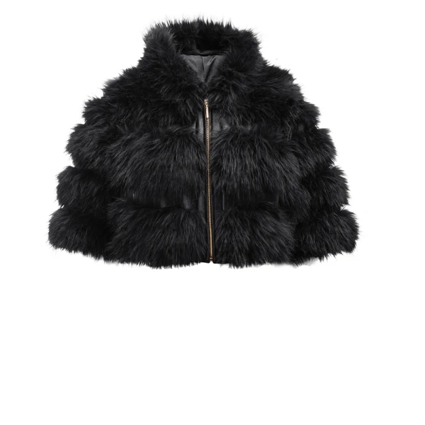 Futrzana kurtka damska OLAVOGA LANIKA 2025 czarna - mawershop