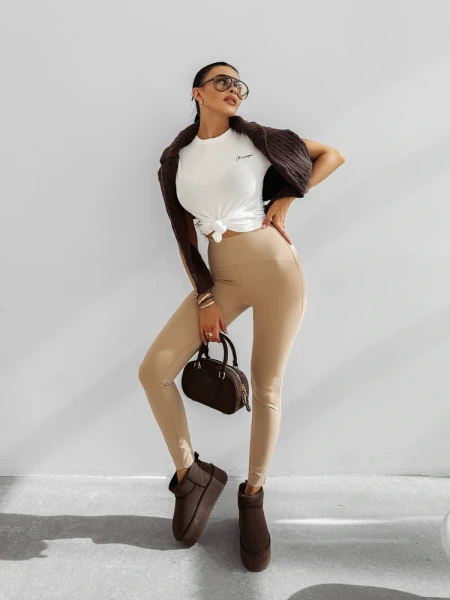 Legginsy damskie OLAVOGA MACREEL 2025 beż - mawershop