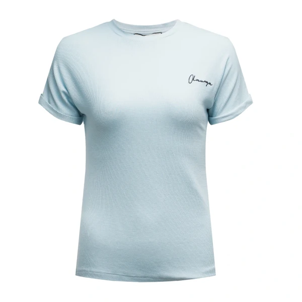 T-shirt damski OLAVOGA FIOERY 2025 niebieski - mawershop
