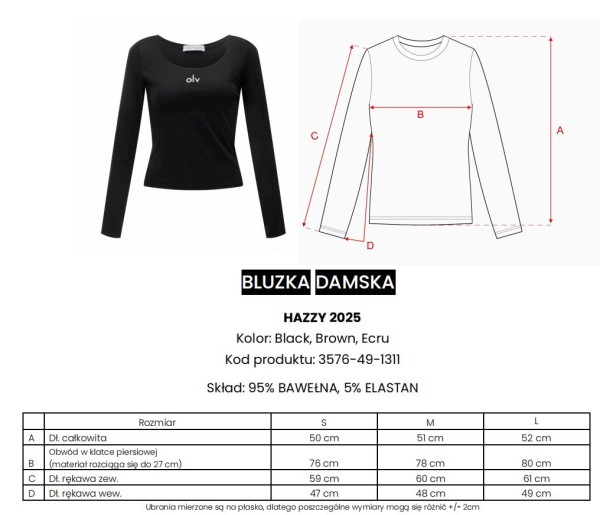 Bluzka damska OLAVOGA HAZZY 2025 brązowa - maWer Fashion