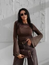 Bluzka damska OLAVOGA LOTUS 2025 brązowa - maWer Fashion