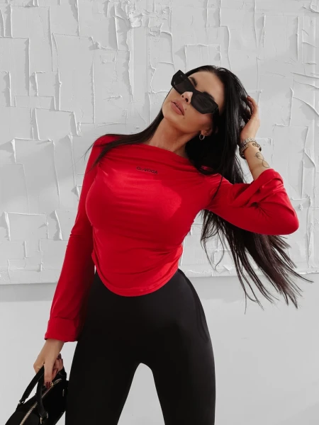 Bluzka damska OLAVOGA LOTUS 2025 czerwona - maWer Fashion