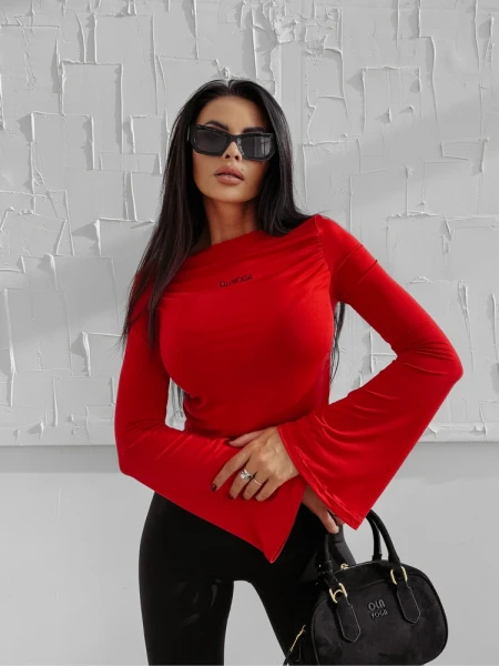 Bluzka damska OLAVOGA LOTUS 2025 czerwona - maWer Fashion