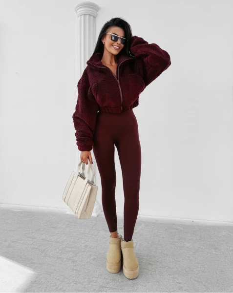 Bluza damska OLAVOGA TEDI 2025 bordo - maWer Fashion