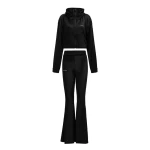 Welurowy komplet damski OLAVOGA VELVET WOOD 2025 czarny - maWer Fashion