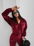 Welurowy komplet damski OLAVOGA VELVET WOOD 2025 bordo - maWer Fashion