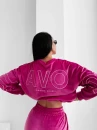 Welurowy komplet damski OLAVOGA VELVET ASH 2025 - amarant - maWer Fashion