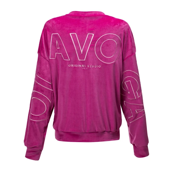 Welurowy komplet damski OLAVOGA VELVET ASH 2025 - amarant - maWer Fashion