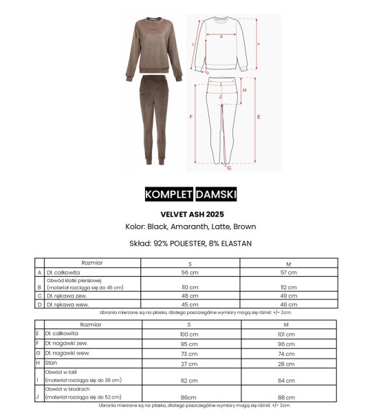 Welurowy komplet damski OLAVOGA VELVET ASH 2025 - amarant - maWer Fashion