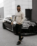 Sweter męski OLAVOGA LIWOTI 2025 beżowy - maWer Fashion