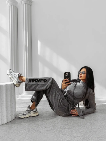 Spodnie damskie OLAVOGA NIDO 2025 szare - maWer Fashion