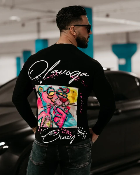 Bluzka męska longsleeve OLAVOGA HUNTER 2 czarny - maWer Fashion