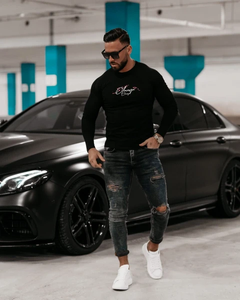 Bluzka męska longsleeve OLAVOGA HUNTER 2 czarny - maWer Fashion