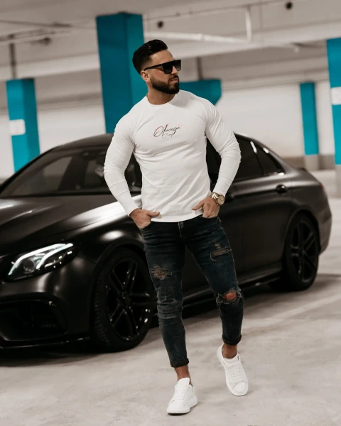 Bluzka męska longsleeve OLAVOGA HUNTER ecru - maWer Fashion