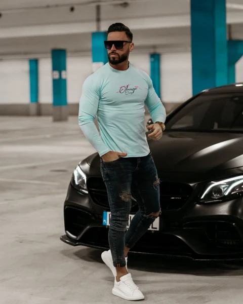 Bluzka męska longsleeve OLAVOGA HUNTER błękit - maWer Fashion