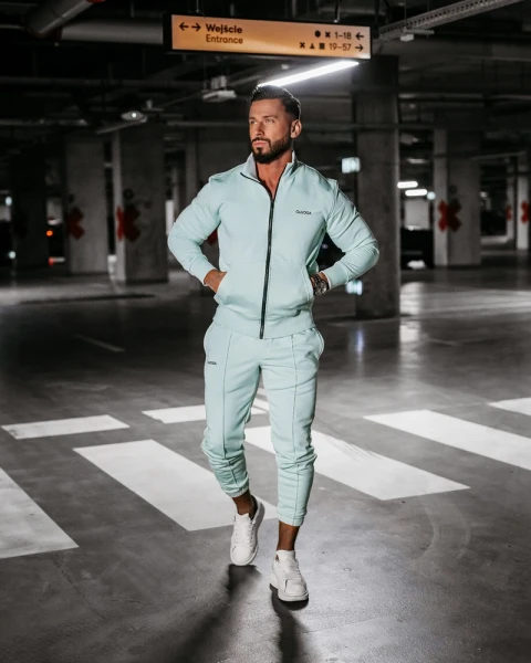 Komplet męski OLAVOGA LOG 2025 miętowy - maWer Fashion