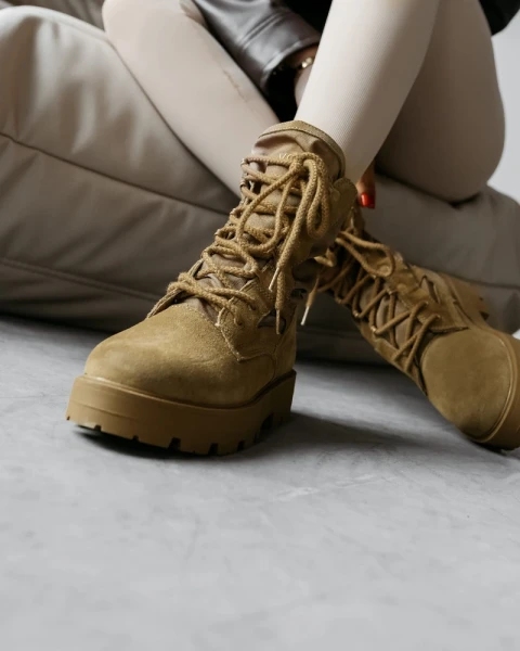 Buty damskie workery OLAVOGA HIKER 2025 camel - mawer Fashion