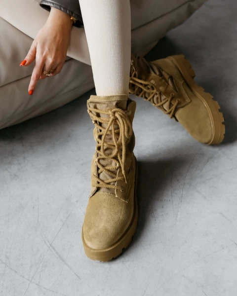 Buty damskie workery OLAVOGA HIKER 2025 camel - mawer Fashion