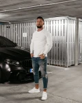 Longsleeve bluzka męska OLAVOGA MINIMALIST MAN 2025 ecru - maWer Fashion