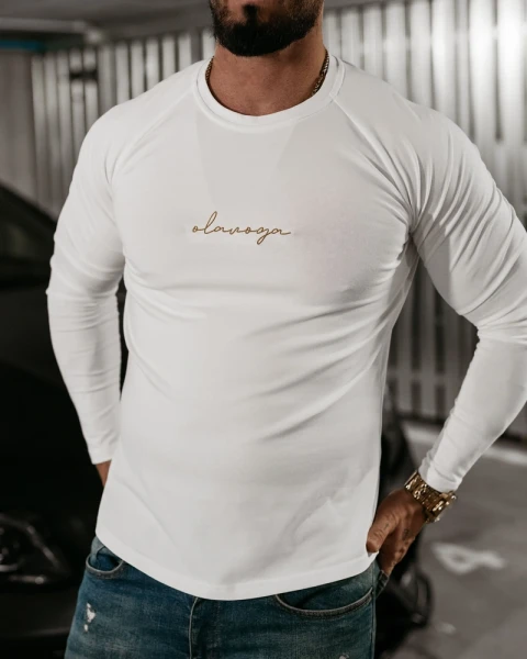 Longsleeve bluzka męska OLAVOGA MINIMALIST MAN 2025 ecru - maWer Fashion