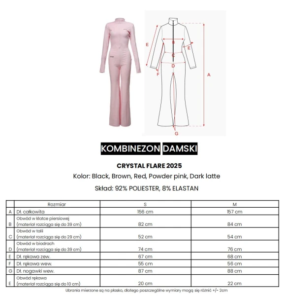 Kombinezon damski OLAVOGA CRYSTAL FLARE 2025 pudrowy róż - maWer Fashion