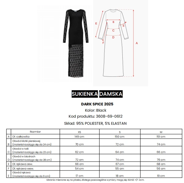 Sukienka damska OLAVOGA DARK SPICE 2025 czarna - maWer Fashion