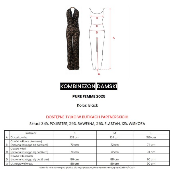 Kombinezon damski OLAVOGA PURE FEMME 2025 czarny - maWer Fashion