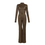 Kombinezon damski OLAVOGA CRYSTAL FLARE 2025 ciemne latte - maWer Fashion