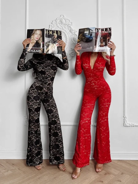 Kombinezon damski OLAVOGA NIGHTFALL 2025 czerwony - maWer Fashion