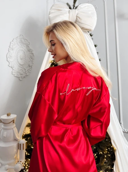 Szlafrok damski OLAVOGA SAFFRON 2025 czerwień - maWer Fashion