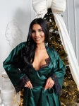 Szlafrok damski OLAVOGA SAFFRON 2025 butelkowa zieleń - maWer Fashion