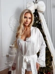 Szlafrok damski OLAVOGA SAFFRON 2025 ecru - maWer Fashion