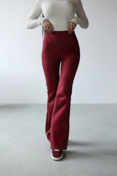 Spodnie damskie OLAVOGA ZENO 2025 bordo  - maWer Fashion