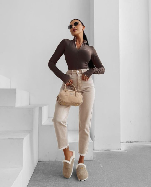 Body damskie OLAVOGA ESSENTIAL RIB 2025 brąz  - maWer Fashion