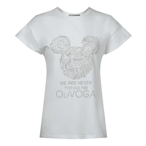 T-shirt damski OLAVOGA SOURIS 2025 ecru - maWer Fashion