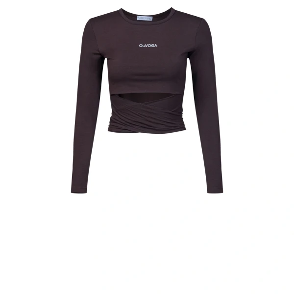 Bluzka damska OLAVOGA ROSETT 2025 brąz - maWer Fashion