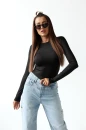 Bluzka damska OLAVOGA BASIT 2025 czarna - maWer Fashion