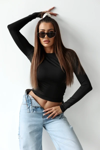 Bluzka damska OLAVOGA BASIT 2025 czarna - maWer Fashion