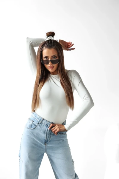 Bluzka damska OLAVOGA BASIT 2025 ecru - maWer Fashion