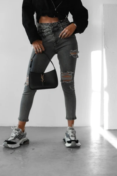 Spodnie jeansowe damskie OLAVOGA LUNA 2025 szare - maWer Fashion
