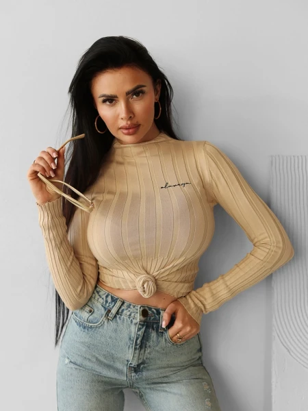 Sweter damski OLAVOGA PIPER 2025 beż - maWer Fashion
