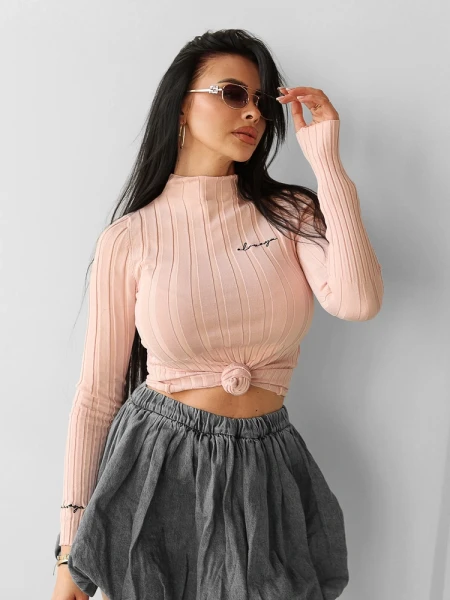 Sweter damski OLAVOGA PIPER 2025 pudrowy róż - maWer Fashion