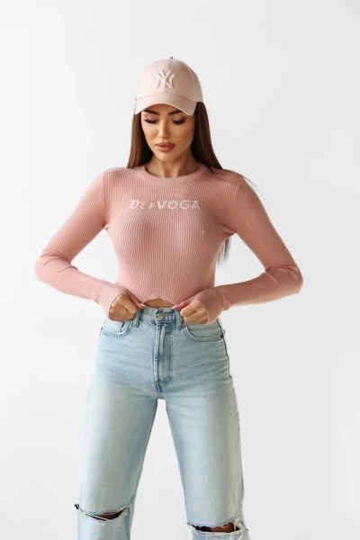 Sweter damski OLAVOGA JACQUELINE 2025 pudrowy róż - maWer Fashion